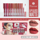 FFIOMROR Matte Lipgloss – 12 Pcs Tray